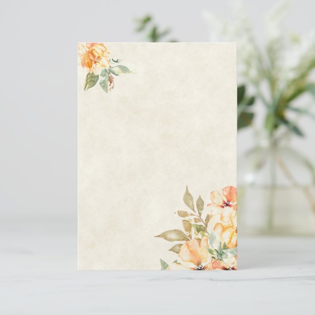 Blank budget Orange and yellow floral wedding  Invitation (Standing Front)