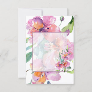 Blank budget Pink and purple floral wedding Invitation