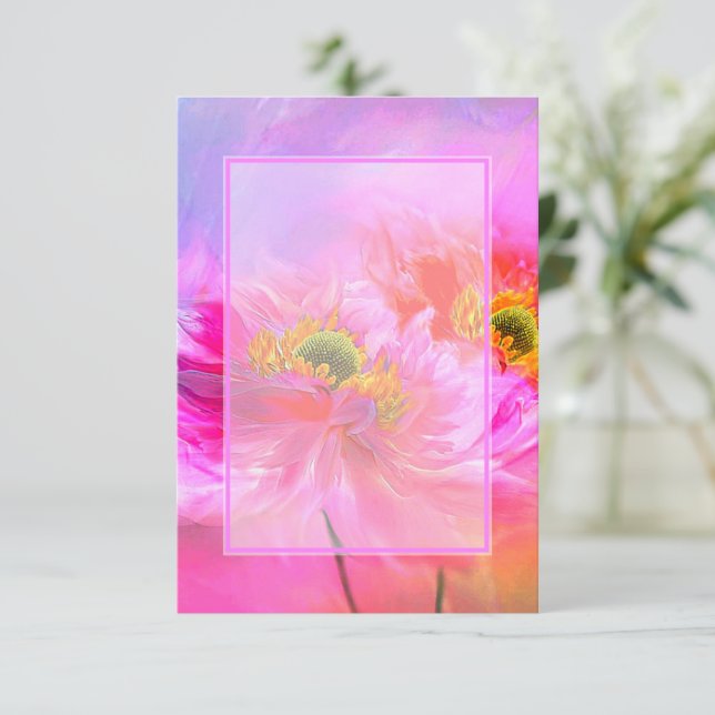 Blank budget Pink floral fantasy wedding  Invitati Invitation (Standing Front)