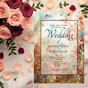 Blank budget Pink floral wedding Invitation