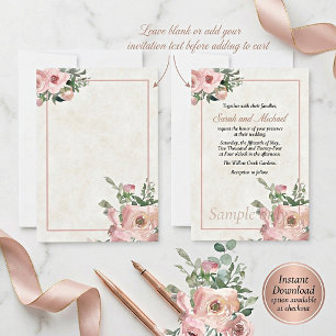 Blank budget Pink watercolor floral wedding Invit Invitation