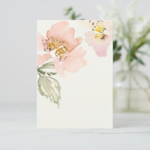 Blank budget pink watercolor floral wedding invitation