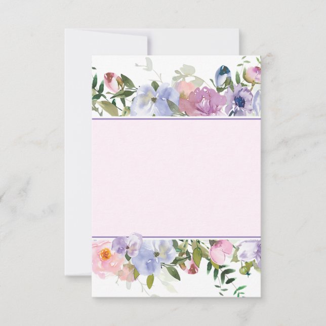 Blank budget Purple and blue watercolor  wedding  Invitation (Front)