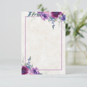 Blank budget purple and mauve floral wedding in invitation