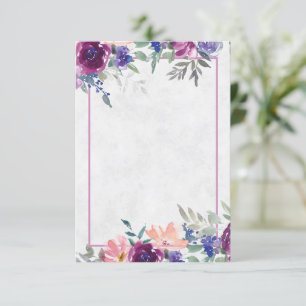 Blank budget Purple and orange floral wedding  Inv Invitation