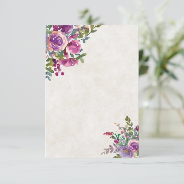 Blank budget Purple and pink Aubergine wedding  Invitation (Standing Front)