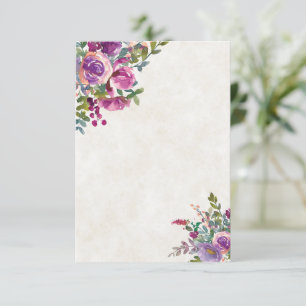 Blank budget Purple and pink Aubergine wedding  Invitation