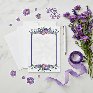 Blank Budget Purple floral frame wedding  Invitation