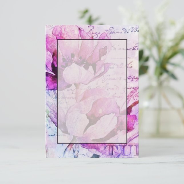 Blank budget purple Tulips wedding  Invitation (Standing Front)