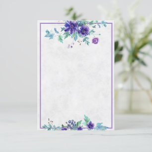 Blank budget Purple watercolor floral wedding Inv Invitation