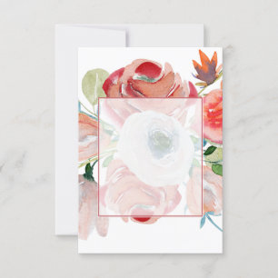 Blank budget red and pink floral wedding invitation