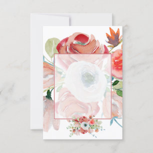 Blank budget red and pink floral wedding invitation