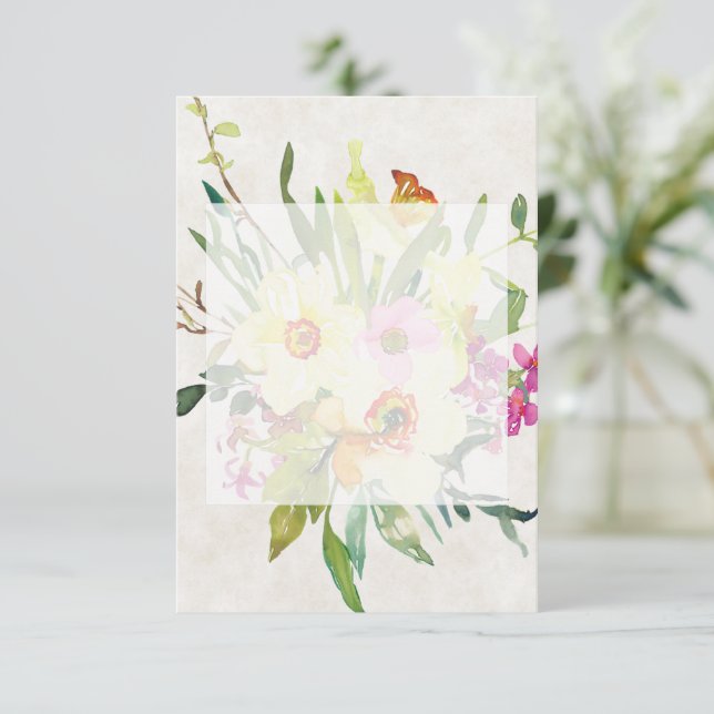 Blank budget Spring daffodil bouquet wedding  Invitation (Standing Front)
