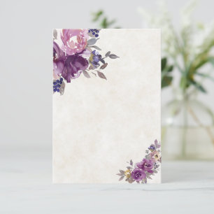 Blank budget Violet watercolor floral wedding  Invitation