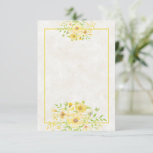 Blank budget Yellow watercolor floral wedding  Inv Invitation