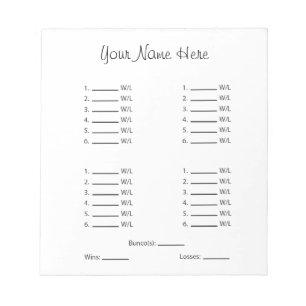 Blank Bunco Sheet Notepad