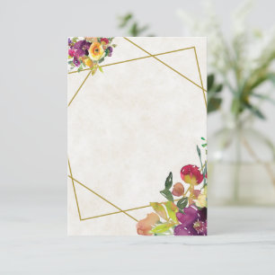 Blank Burgundy and yellow floral wedding Invitation