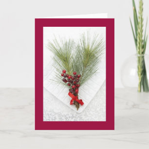 Blank Business Christmas Floral Decor Xmas Holiday Card
