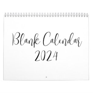 Blank Calendar 2024 With Text