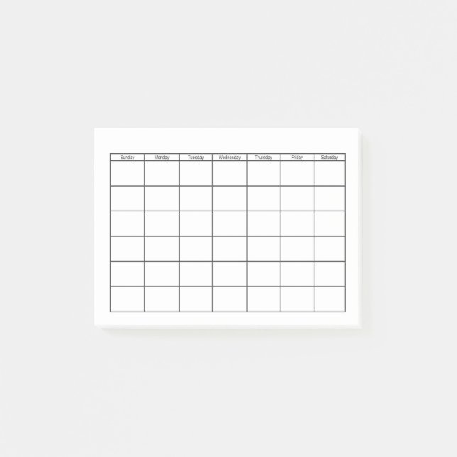 Blank Calendar Grid Post-it Notes (Front)