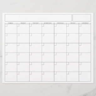 Blank Calendar Page - Sunday Start Landscape View