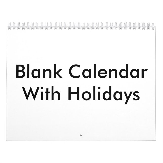 Blank Calendar With Holidays 2026 (Cover)
