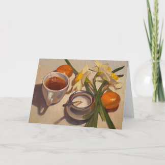 Blank Card: "Daffodils and Tea" by Sarah Sedwick Card