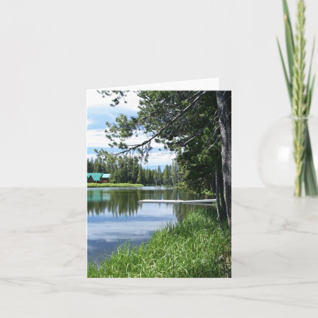 Blank Card, Mountain Lake, Dock Thank You Card (Front)