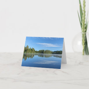 Blank Card, Mountain Lake, Mist, Blue Sky Thank You Card