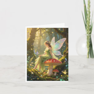 Blank card with a fairy sat on her toadstool