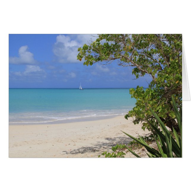 Blank Card with a Sailboat in the Caribbean (Front Horizontal)
