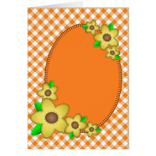 Blank Card with Gingham and Flowers (Front)