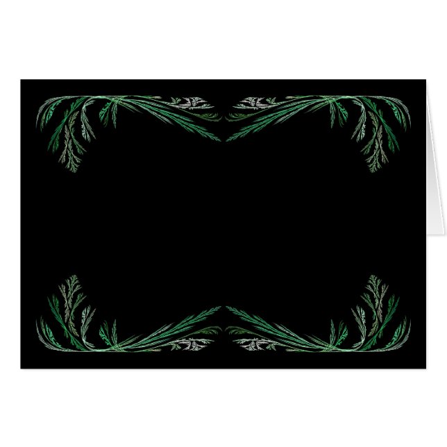 Blank Card with Green & Black Fractal Border (Front Horizontal)