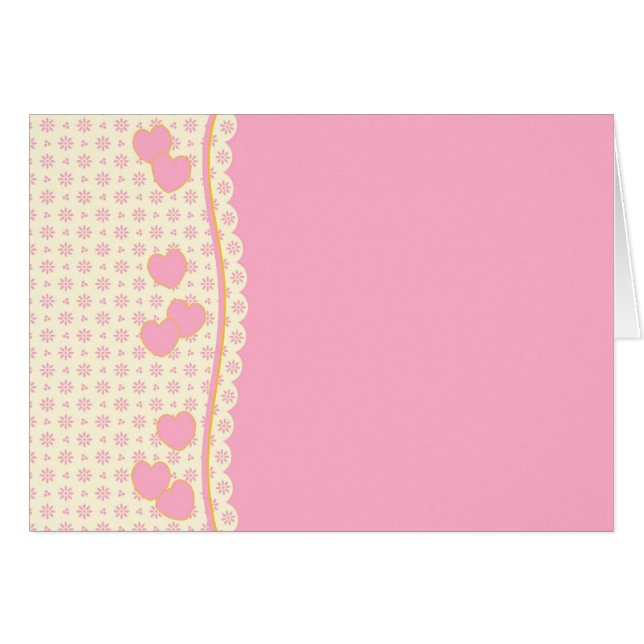 Blank Card with Pink & White Hearts Background (Front Horizontal)