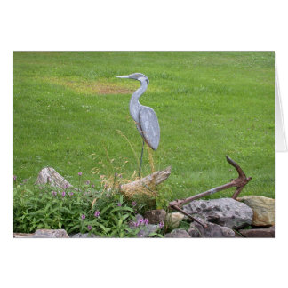 Blank Card - Wooden Blue Heron Sculpture