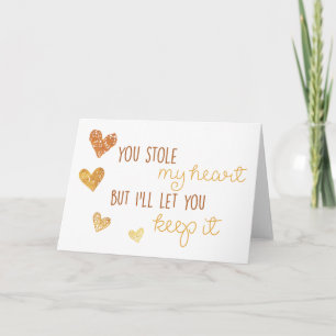 blank card you stole my heart romantic