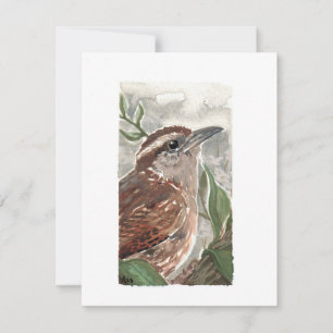 Blank - Carolina Wren Watercolor Print Holiday Card
