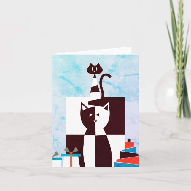 Blank Cat Happy Birthday Card (Front)
