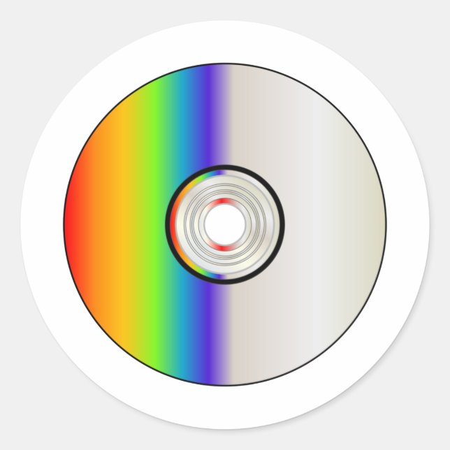 Blank CD Disc With Rainbow Classic Round Sticker (Front)