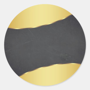 Blank Chalkboard Gold Striped  Customize Classic Round Sticker