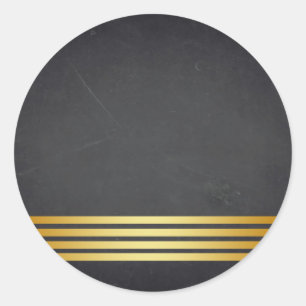 Blank  Chalkboard Gold Striped  Customize Classic Round Sticker