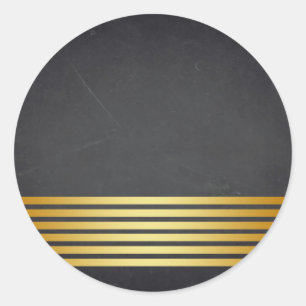 Blank Chalkboard Gold Striped Customize Classic Round Sticker