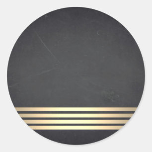 Blank  Chalkboard Gold Striped  Customize Classic Round Sticker