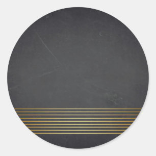 Blank  Chalkboard Gold Striped Customize Text Classic Round Sticker