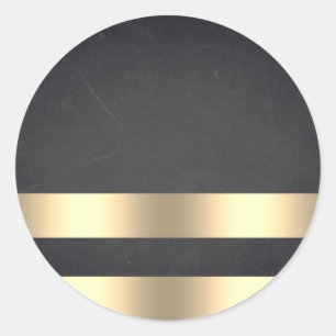 Blank  Chalkboard Gold Striped Customize Text Classic Round Sticker