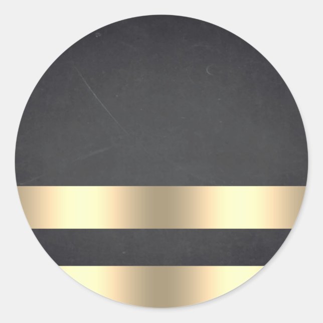 Blank  Chalkboard Gold Striped Customize Text Classic Round Sticker (Front)