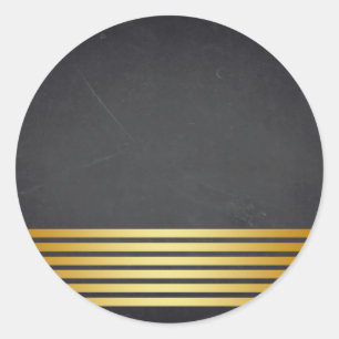 Blank  Chalkboard Gold Striped Customize Text Classic Round Sticker