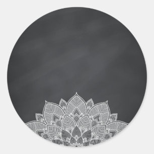 Blank Chalkboard Mandala Lotus Flower Swirl Classic Round Sticker