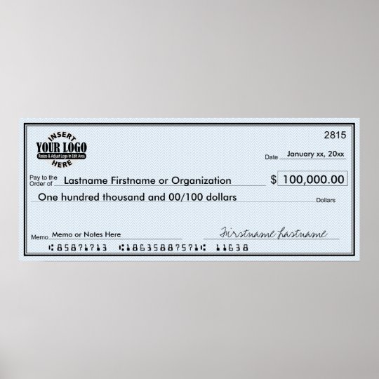 Blank Check for Sweepstakes & Awards Poster
