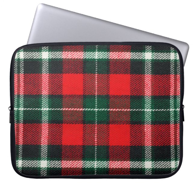 Blank chequered fabric texture, background with co laptop sleeve (Front)